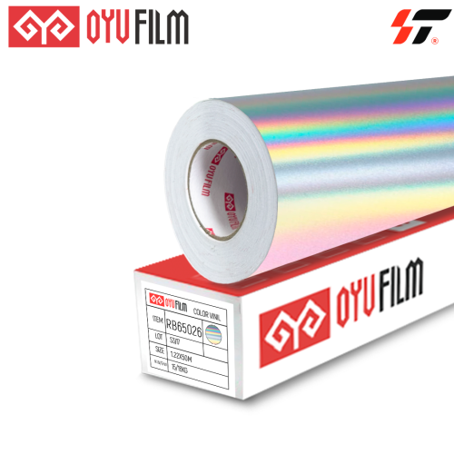 RB65026 Самоклеящаяся голографическая плёнка светло-голубого цвета метражом